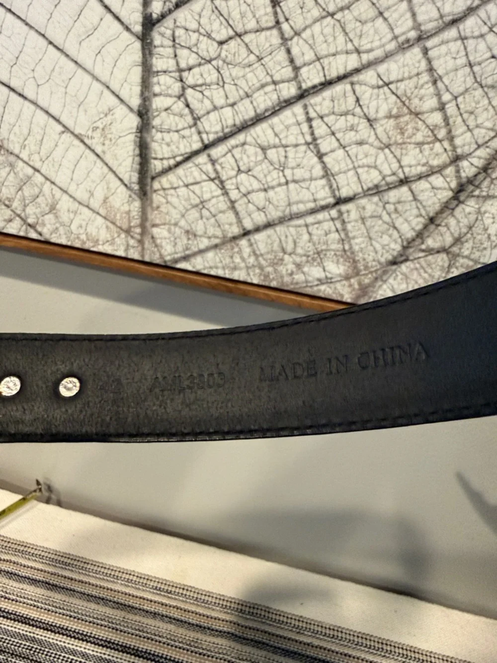 AML 3000 Leather Belt Top Grain Black Golf Club Belt Silver Buckle Accents 42‎